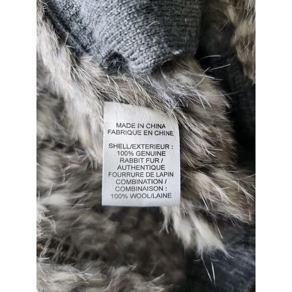 HAUTE HIPPIE Gray Rabbit Fur Wool Open Front Sweater Cardigan XS/S Pre-owned - Picture 9 of 9